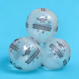 Three Silver Graduation Helium Balloons 0133
